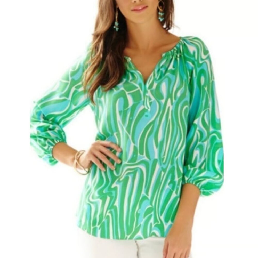 Lilly Pulitzer FInders Keepers Sarabeth Silk Top fits XS *F3